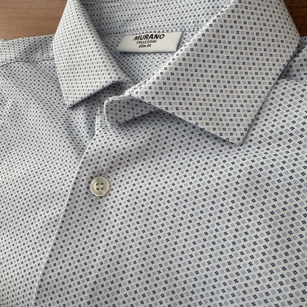 Murano Blue and White Dress Shirt